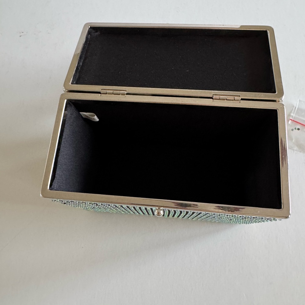 Evening Purse, Boxy, Silver Hardware, Covered in rhinestones (2 missing) NWT - Picture 3 of 5